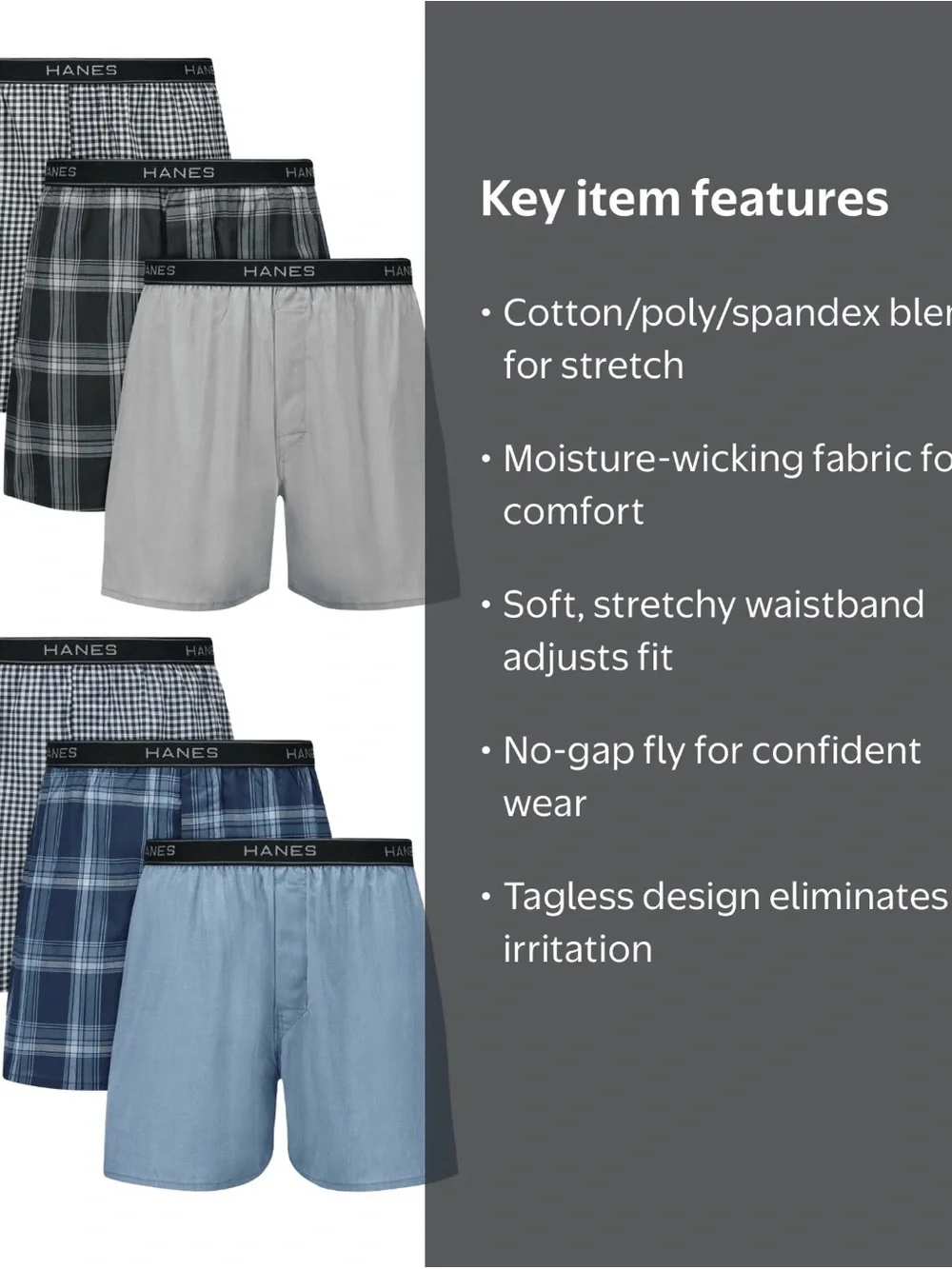 💜Hanes Men's Underwear Boxers 6-Pack, Cotton Stretch, Size: Small (28-30)